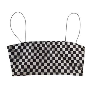 Reformation Brown and Cream Checkered Crop Top Bralette Athleisure